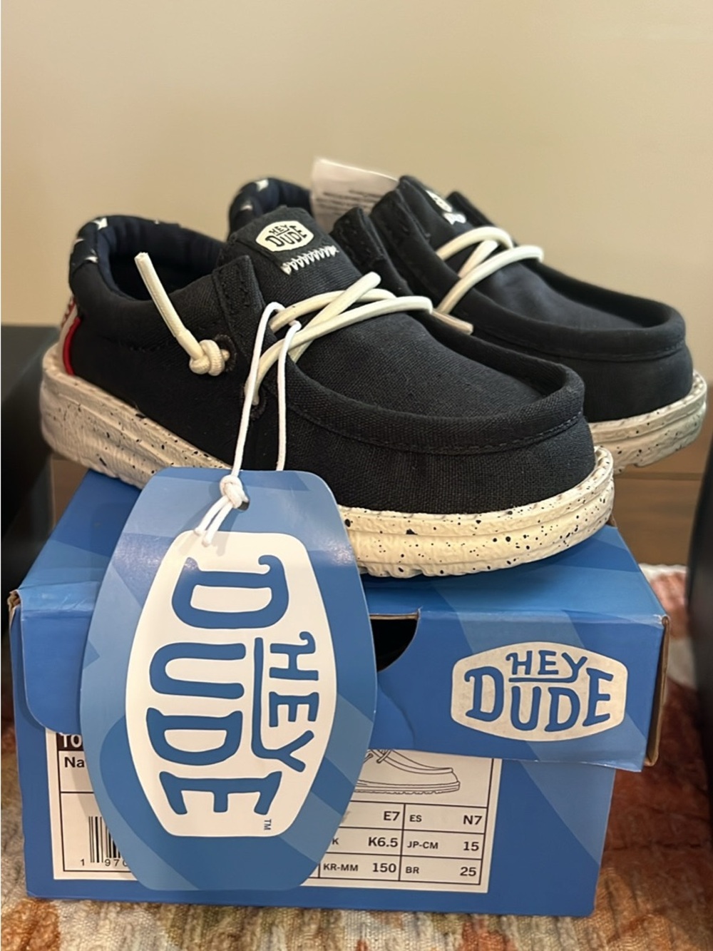 Hey Dude Kids Navy Canvas Slip-On with White Laces